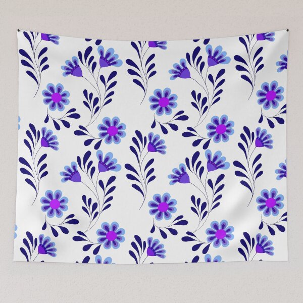 Item preview, Indigo and Violet Folk Floral Seamless Pattern - Classic Blue Retro Blossom Fabric designed and sold by SvitlanaSolo.