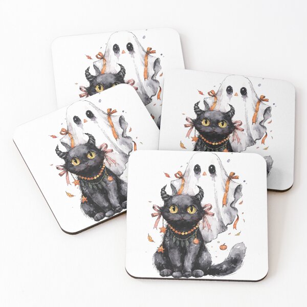 Item preview, Spooky Black cat and ghost designed and sold by HegArt23.