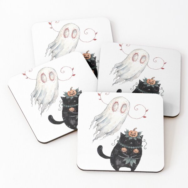 Item preview, Spooky Black cat and ghost designed and sold by HegArt23.