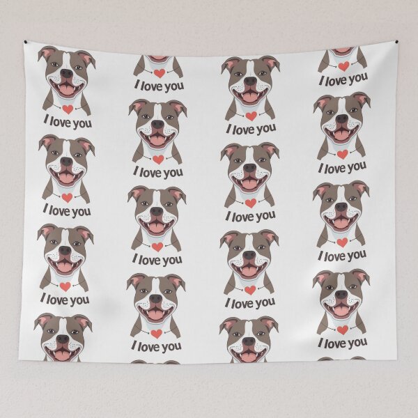 Item preview, Pitbull Terrier Dog with Heart and I Love You designed and sold by Prints by Mat.