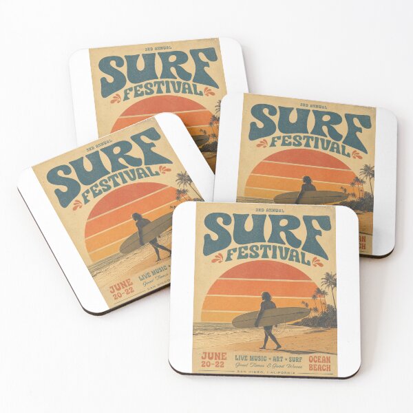 Item preview, Surf Festival – Retro Sunset Longboard Surf Design designed and sold by Jandedan.