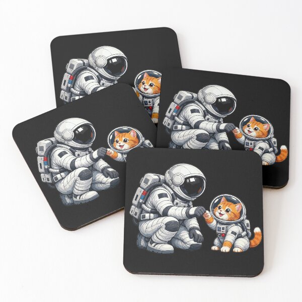 Item preview, Cute Astronaut and Orange Cat Space Adventure Illustration designed and sold by builtforyou.