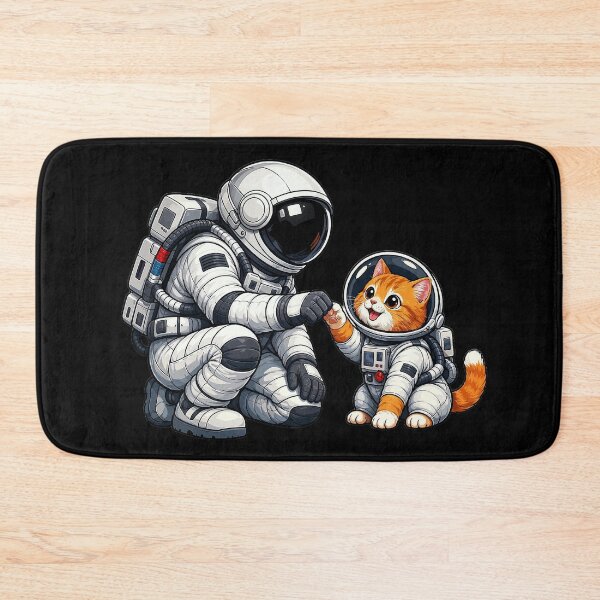 Item preview, Cute Astronaut and Orange Cat Space Adventure Illustration designed and sold by builtforyou.