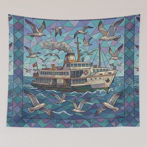 Item preview, Ferry and seagulls designed and sold by snoWorkshop.