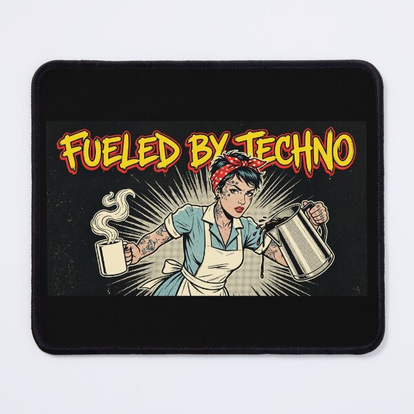 Item preview, Fueled By Techno Hard Rave Coffee Waitress designed and sold by SPAZE-Typo.