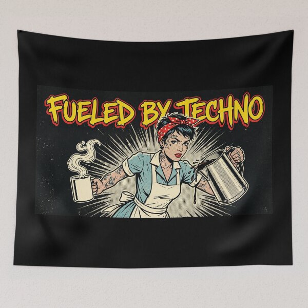 Item preview, Fueled By Techno Hard Rave Coffee Waitress designed and sold by SPAZE-Typo.