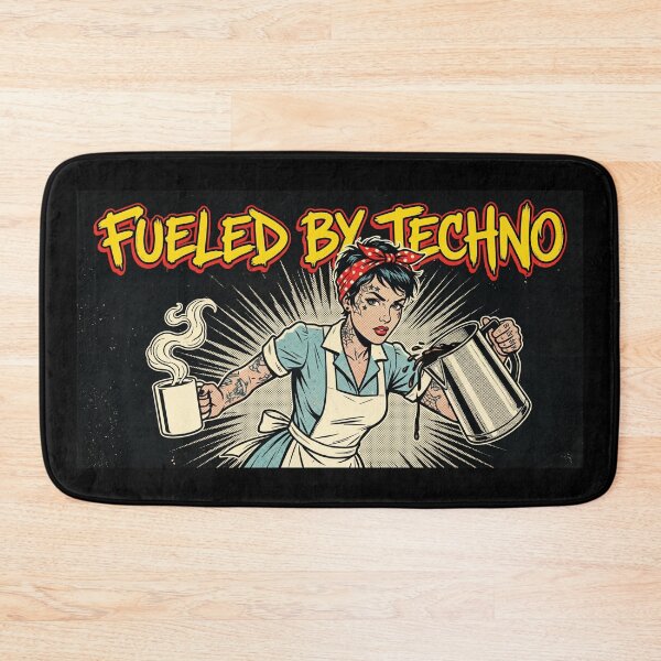 Item preview, Fueled By Techno Hard Rave Coffee Waitress designed and sold by SPAZE-Typo.