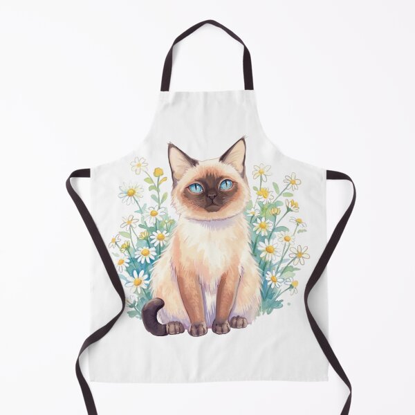Item preview, Siamese Cat Sitting Quietly in Floral Blooms designed and sold by Prints by Mat.