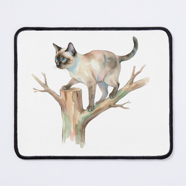 Item preview, Siamese Cat Perched on Tree Branch Blue Eyes designed and sold by Prints by Mat.