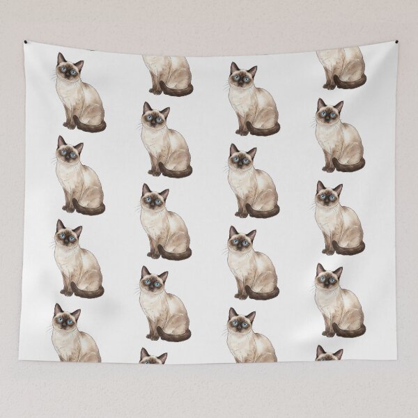 Item preview, Siamese Cat with Blue Eyes and Cream Brown Fur designed and sold by Prints by Mat.