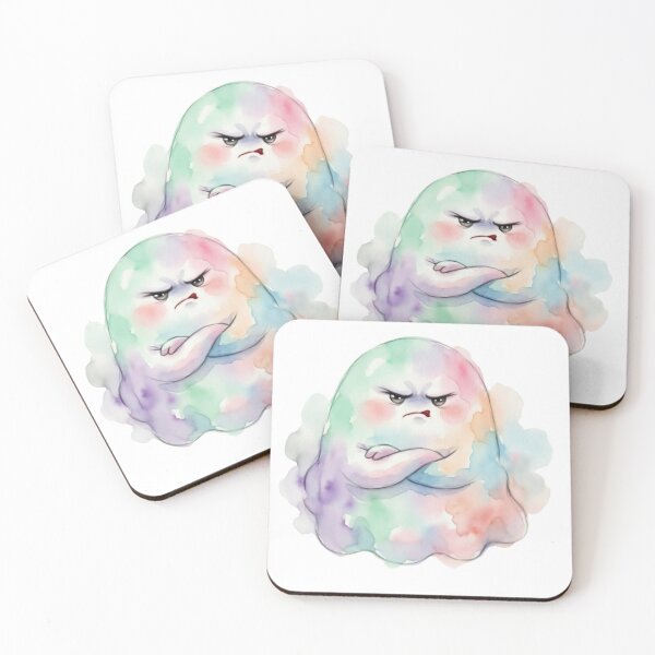 Item preview, Kawaii Ghost Disapproval Grumpy Spooky Spirit designed and sold by Prints by Mat.