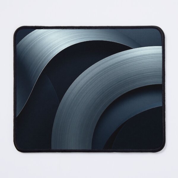 Item preview, Abstract Metallic Curves Dark Blue Silver Flow Art designed and sold by IntelliMindDesigns.