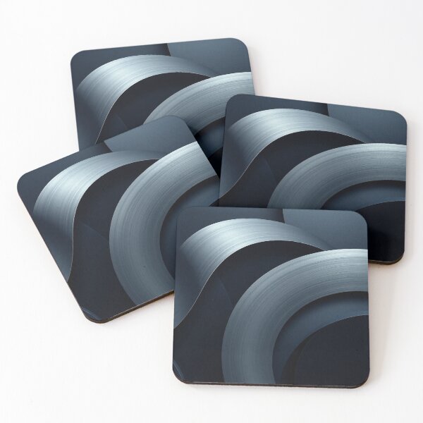 Item preview, Abstract Metallic Curves Dark Blue Silver Flow Art designed and sold by IntelliMindDesigns.