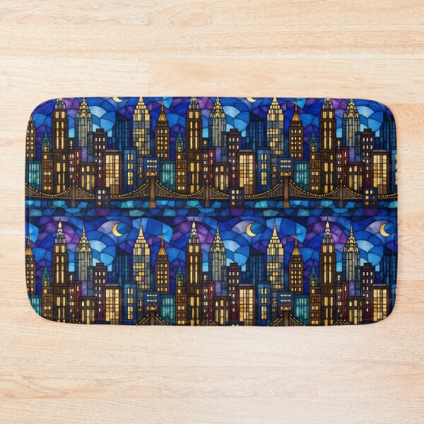 Item preview, Stained Glass Midnight Cityscape Pattern designed and sold by Dresut.