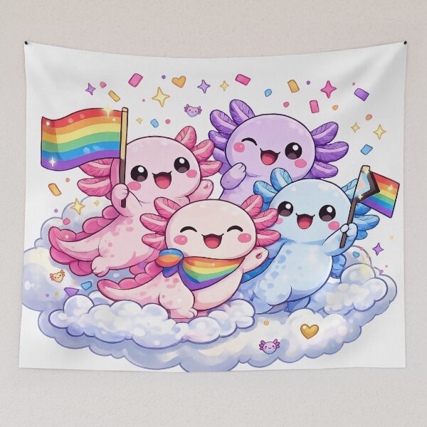 Item preview, Axolotls Pride Kawaii – Celebrating Love and Diversity designed and sold by Lunatik Cat.