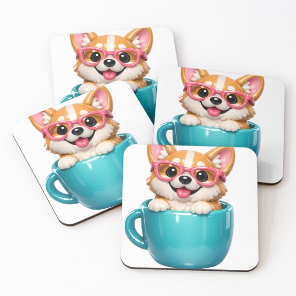 Item preview, Cute 3D Pembroke Welsh Corgi Dog in Coffee Mug Sticker designed and sold by MIROUZ2000.