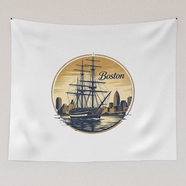 Item preview, Boston – Vintage Sailing Ship Skyline Art designed and sold by VladisWorld.