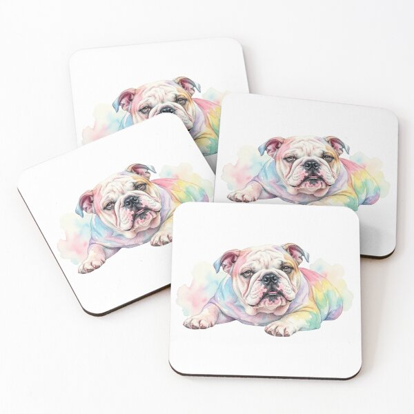 Item preview, English Bulldog Dog Rainbow Relaxed Colorful Puppy designed and sold by Prints by Mat.