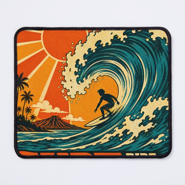 Item preview, 1960s Retro Surf Wave Poster – Sunburst Ocean Graphic designed and sold by Jandedan.