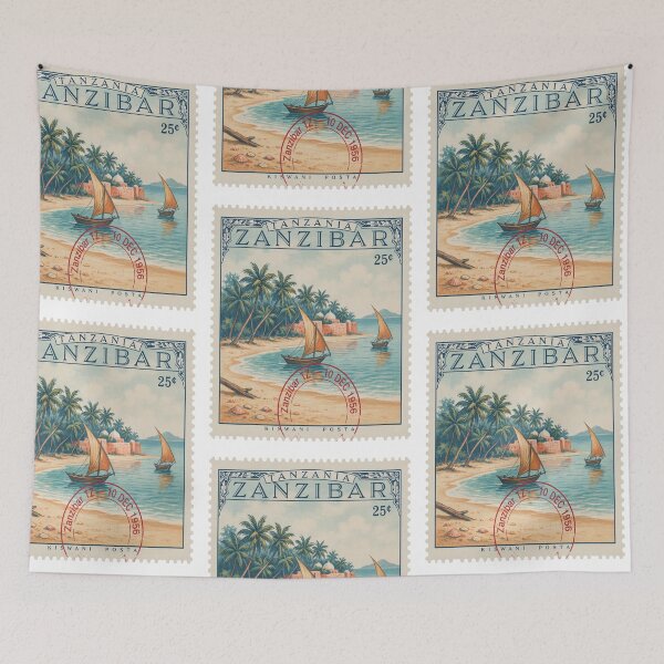Item preview, Zanzibar Tanzania Coastal Postage Stamp Travel Sticker designed and sold by stickercuffs.