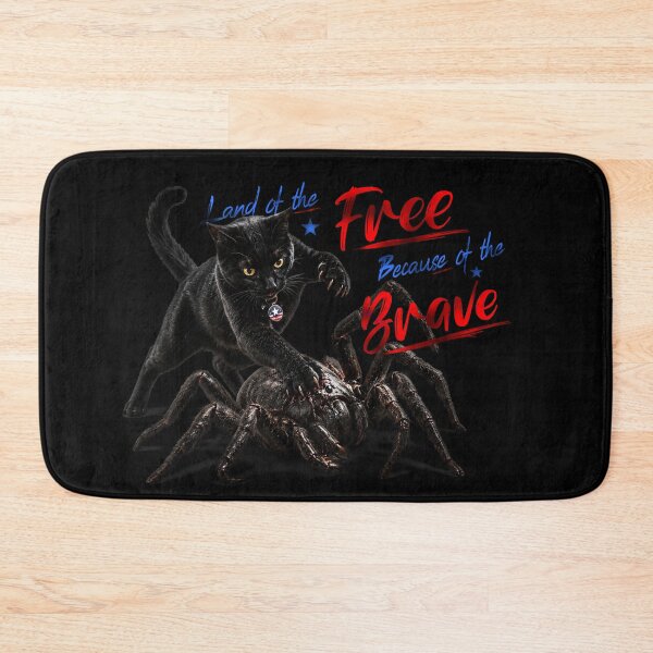Item preview, Land of the Free Because of the Brave - Hero Cat 4th of July (black background) designed and sold by h-kitty-world.