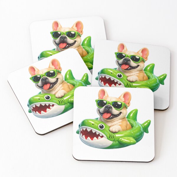 Item preview, Cute 3D French Bulldog Dog in Shark Pool Float Sticker designed and sold by MIROUZ2000.