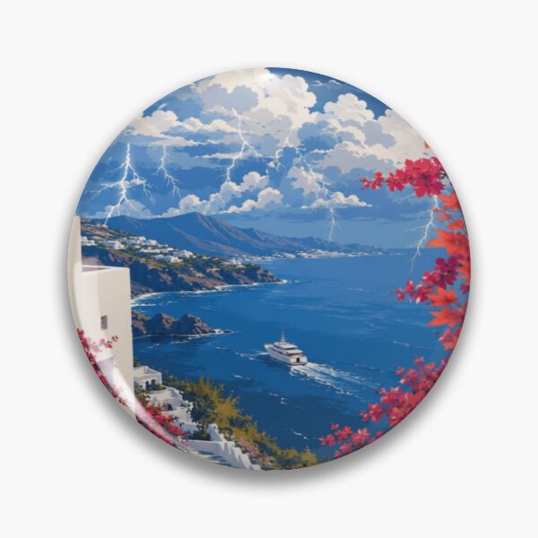 Item preview, Ray Coast Mediterranean Ocean View Lightning Landscape Graphic T-Shirt designed and sold by RAYapparel.