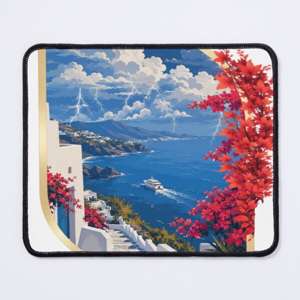 Item preview, Ray Coast Mediterranean Ocean View Lightning Landscape Graphic T-Shirt designed and sold by RAYapparel.