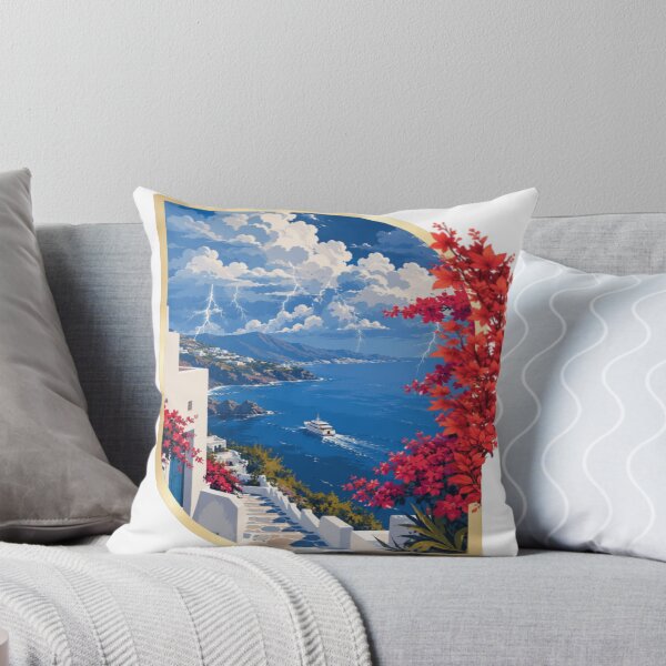 Item preview, Ray Coast Mediterranean Ocean View Lightning Landscape Graphic T-Shirt designed and sold by RAYapparel.