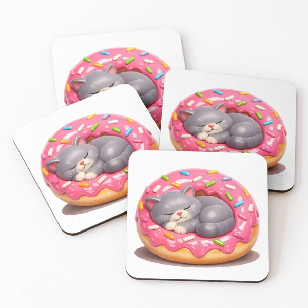 Item preview, Aesthetic 3D British Shorthair Cat Sleeping in Pink Donut Sticker designed and sold by MIROUZ2000.