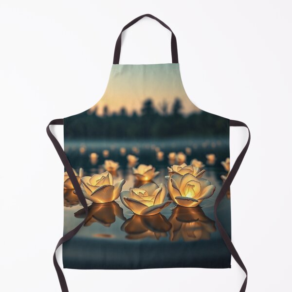Item preview, Glowing Lotus Flowers on Calm Lake Reflection Art designed and sold by IntelliMindDesigns.
