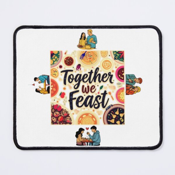 Item preview, Together We Feast Cute Foodie Couple Dinner Gathering Art designed and sold by Miheerala.