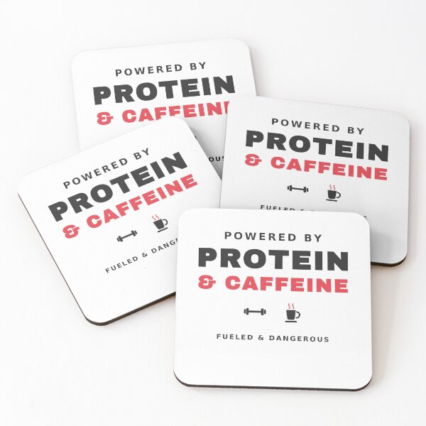 Item preview, Powered By Protein & Caffeine — Funny Gym Coffee Workout Tee designed and sold by UrbanPrintVibes.