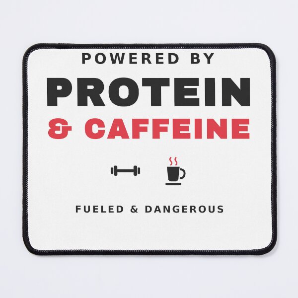 Item preview, Powered By Protein & Caffeine — Funny Gym Coffee Workout Tee designed and sold by UrbanPrintVibes.