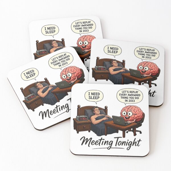 Item preview, Meeting Tonight Overthinking Brain Meme Funny Insomnia Art designed and sold by Northern Glow Art.
