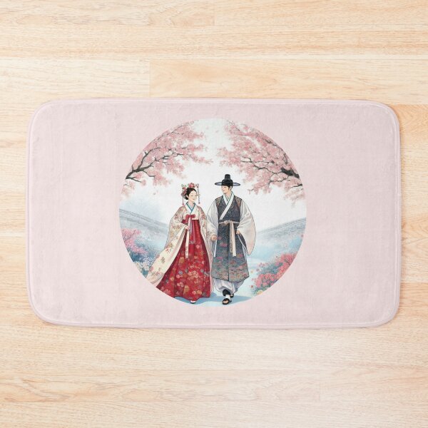 Item preview, Romantic couple walking under cherry blossom trees K-drama in Joseon time designed and sold by NerdiPop.