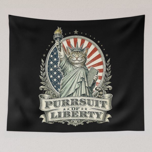 Item preview, Statue of Liberty Patriotic Cat Vintage American Flag Cat designed and sold by PetsArt.