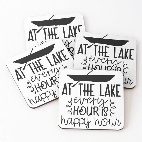 Item preview, At the Lake Every Hour is Happy Hour – Paddle Boat Lake Life Design designed and sold by EmeraldeaArt.