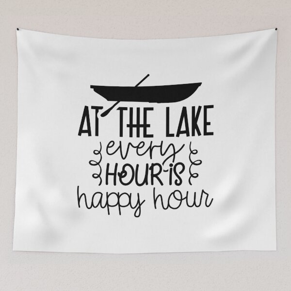 Item preview, At the Lake Every Hour is Happy Hour – Paddle Boat Lake Life Design designed and sold by EmeraldeaArt.