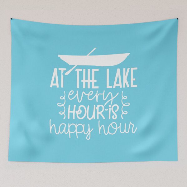 Item preview, At the Lake Every Hour is Happy Hour – Paddle Boat Lake Life Design designed and sold by EmeraldeaArt.
