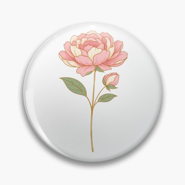 Item preview, Soft Pink & Cream Peony – Gold Line Art Botanical Illustration designed and sold by Joyfulfabric.