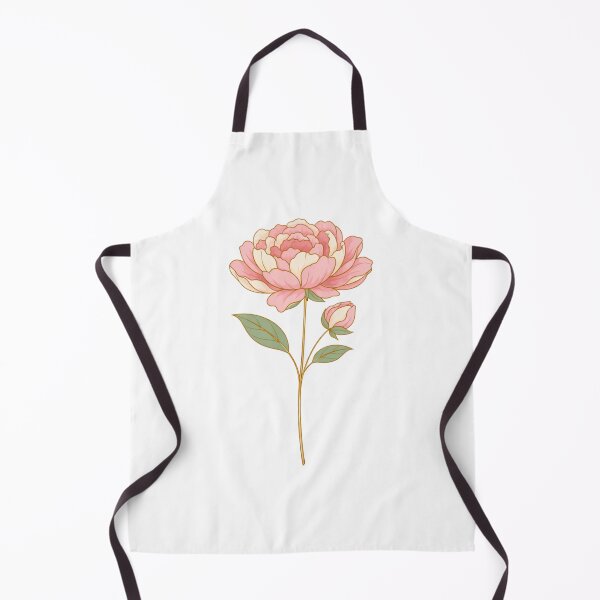 Item preview, Soft Pink & Cream Peony – Gold Line Art Botanical Illustration designed and sold by Joyfulfabric.
