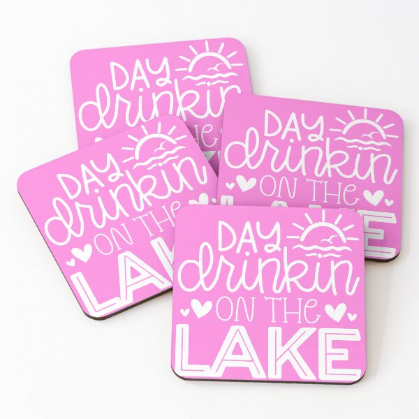 Item preview, pink Day Drinkin’ on the Lake – Sun, Birds Waves Hearts Design designed and sold by EmeraldeaArt.