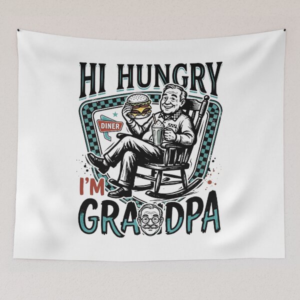 Item preview, Hi Hungry I'm Grandpa Classic Grandfather Dad Joke Vintage Design designed and sold by get55shirt.