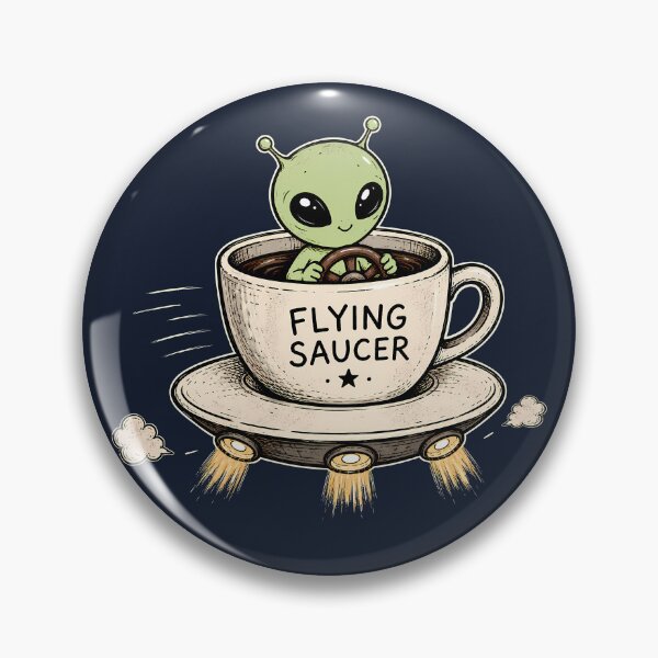 Item preview, Flying Saucer Coffee Alien Retro UFO Illustration designed and sold by Infinitee8hirts.
