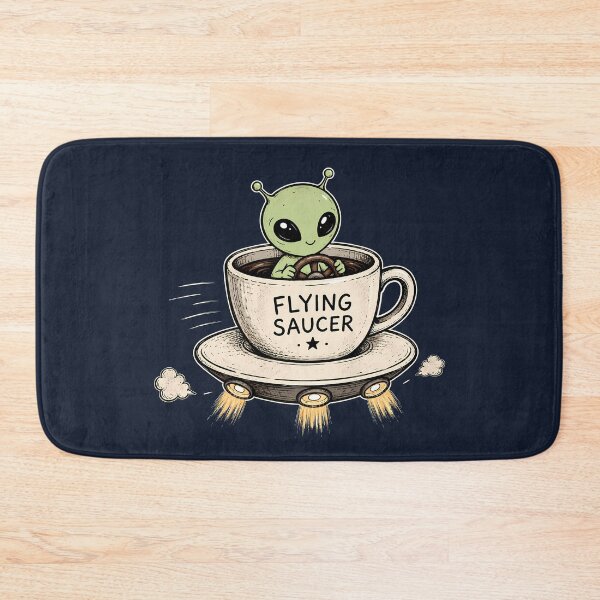 Artikelvorschau, Flying Saucer – Niedlicher Alien in fliegender Kaffeetasse entworfen und verkauft von Infinitee8hirts.