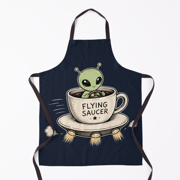 Item preview, Flying Saucer Coffee Alien Retro UFO Illustration designed and sold by Infinitee8hirts.