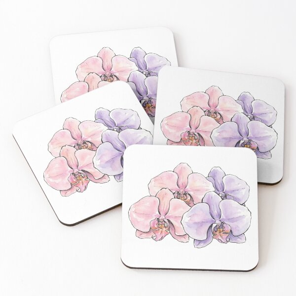 Item preview, Orchid Flowers Pink Purple Outlines Luminous designed and sold by Prints by Mat.