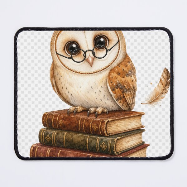Item preview, Clever reading owl on a stack of books Kawaii designed and sold by BoosterShop.