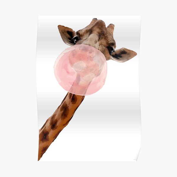 Giraffe Pink Bubblegum Poster